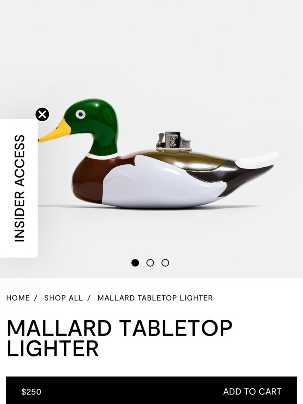 Eddie Parker Mallard Duck Tabletop Lighter - Green/White/Brown